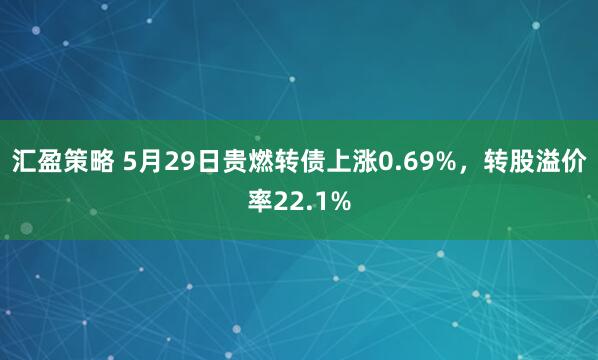 汇盈策略 5月29日贵燃转债上涨0.69%，转股溢价率22.1%